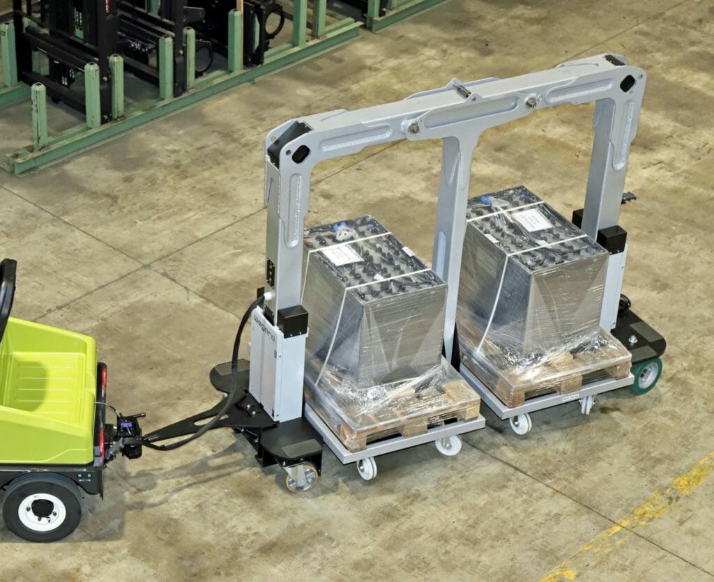 Double-U-Frame zum Transport von 2 Staplerbatterien